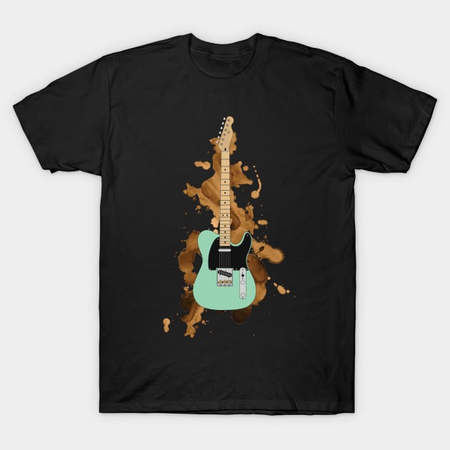 T-Style Electric Guitar Maple Surf Green Color T-Shirt by nightsworthy